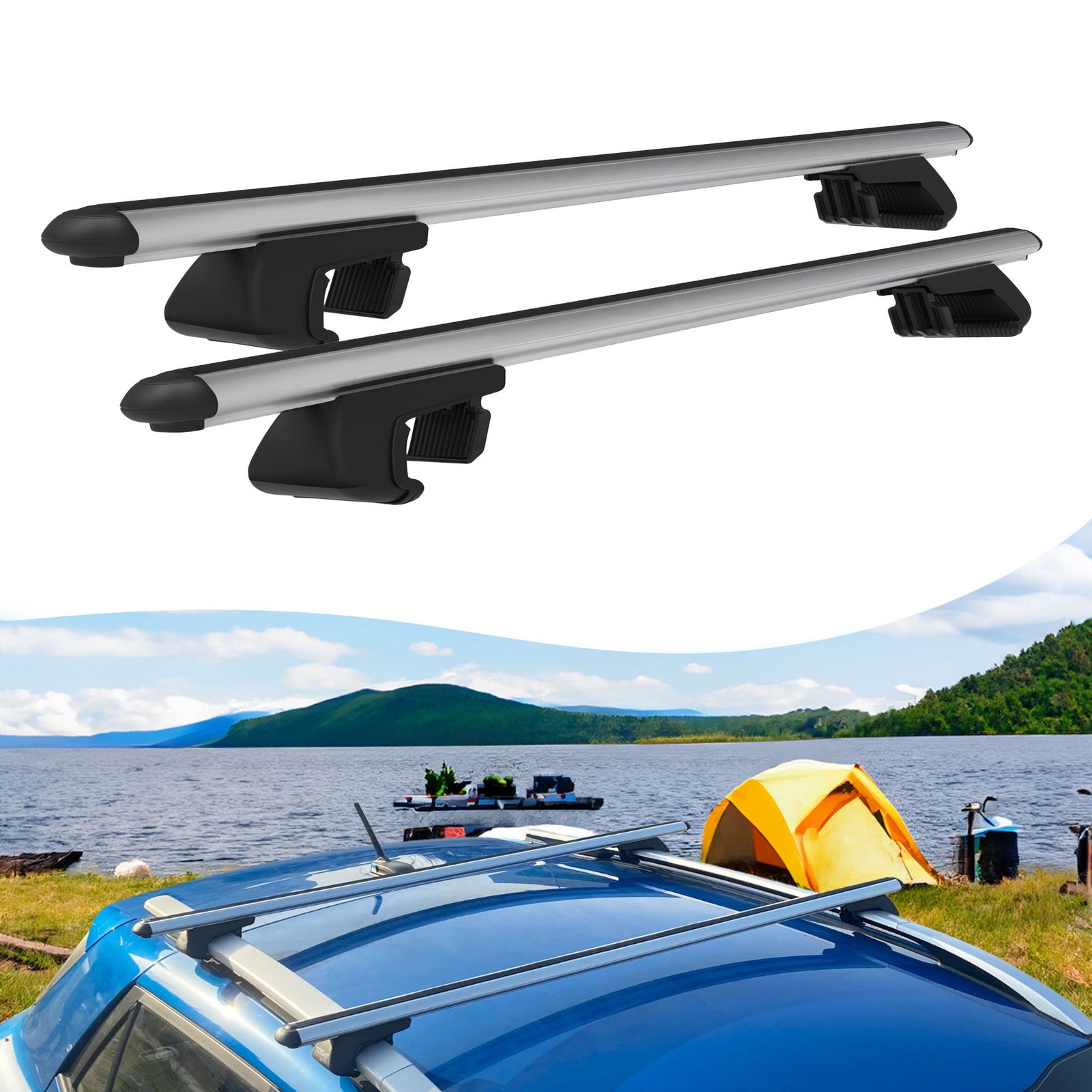 Roof Rack Cross Bars for Honda Pilot Mk4 2016-2023 2 Pcs Grey